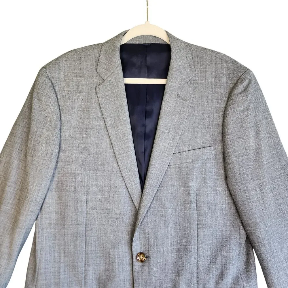 J Crew Factory Mens Classic Fit Thompson Wool Blazer Jacket Size 40L Gray Career